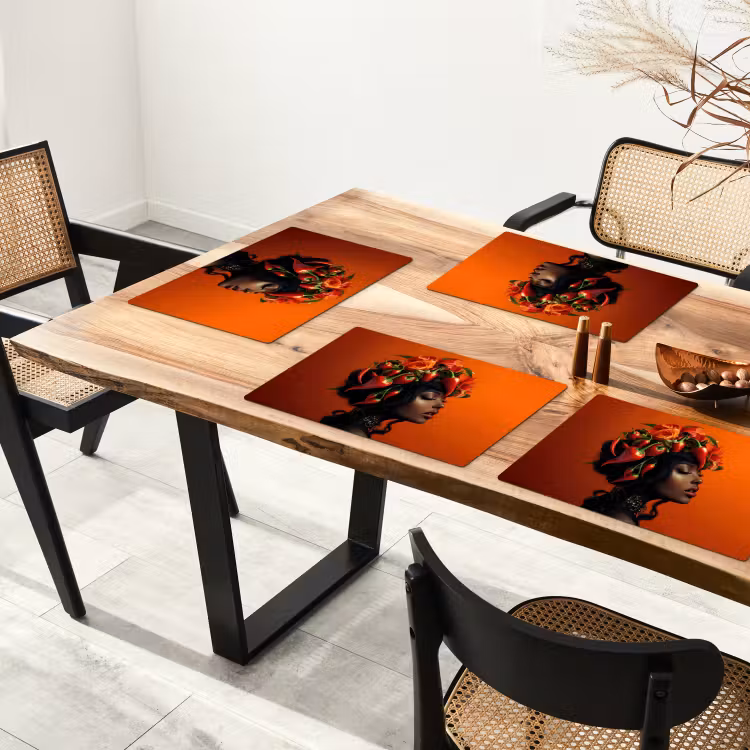 Placemat - 6 stuks - Vrouw - Chilipepers - Pepers - Bloemen — 5