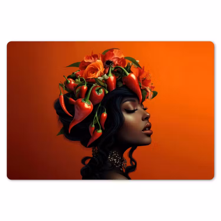 Placemat - 6 stuks - Vrouw - Chilipepers - Pepers - Bloemen — 7