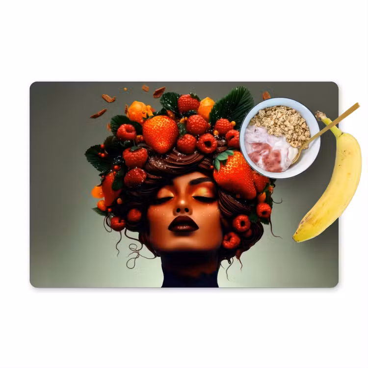 Placemat - 6 stuks - Vrouw - Chocolade - Frambozen - Aardbeien - Koekjes — 1