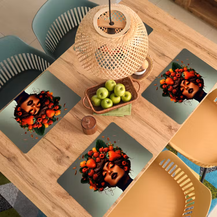 Placemat - 6 stuks - Vrouw - Chocolade - Frambozen - Aardbeien - Koekjes — 6