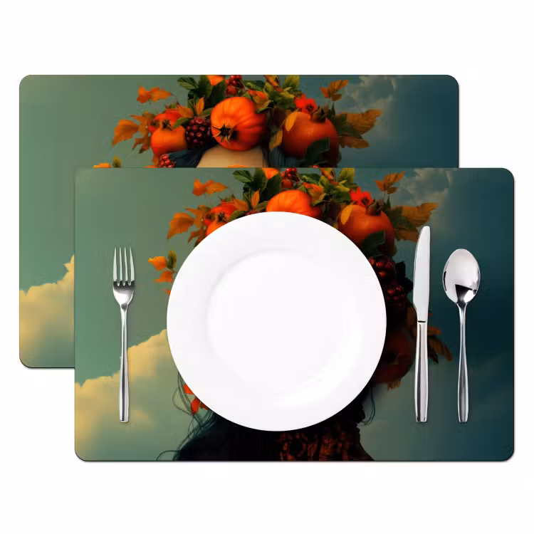 Placemat - 6 stuks - Vrouw - Granaatappel - Herfst - Zonnebril — 2