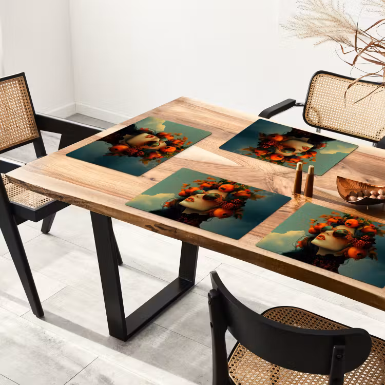 Placemat - 6 stuks - Vrouw - Granaatappel - Herfst - Zonnebril — 5