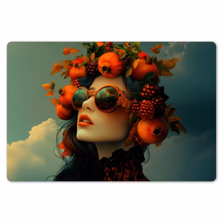 Placemat - 6 stuks - Vrouw - Granaatappel - Herfst - Zonnebril — 7