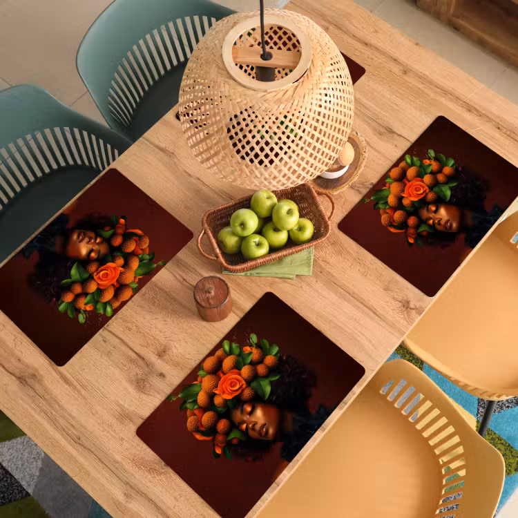 Placemat - 6 stuks - Vrouw - lychee - exotisch — 6