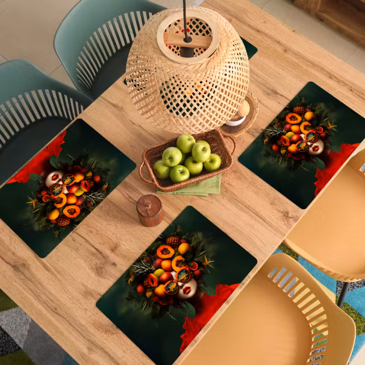 Placemat - 6 stuks - Vrouw - Vruchten - Papaja - Ananas — 6