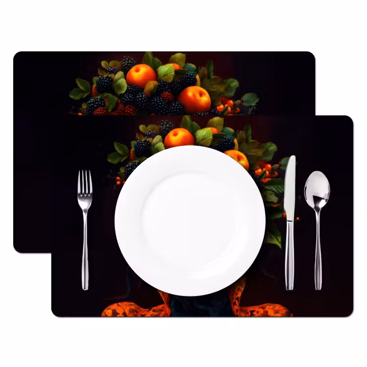 Placemat - 6 stuks - Vrouw - Zwart - Bessen - Bramen - Appels — 2