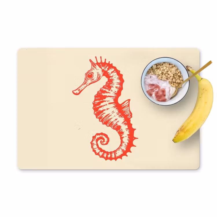 Placemat - 6 stuks - Zeepaardje - Rood - Fijne details — 1