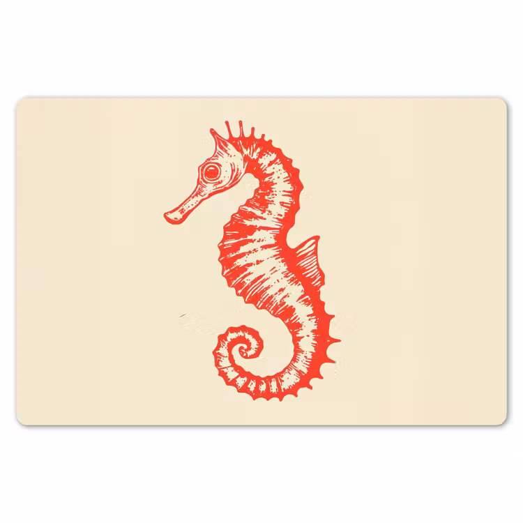 Placemat - 6 stuks - Zeepaardje - Rood - Fijne details — 7
