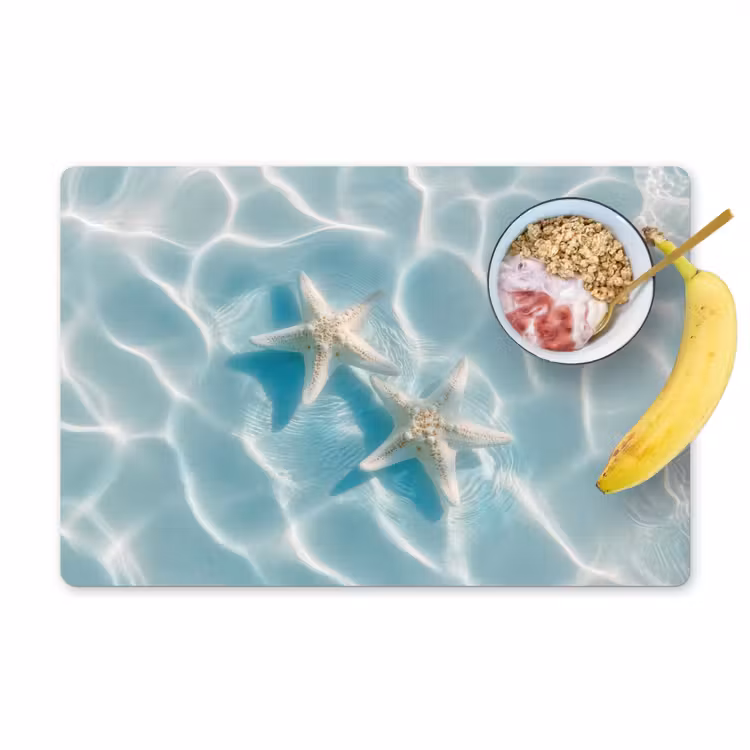 Placemat - 6 stuks - Zeesterren - Golvend water - Rustgevend — 1
