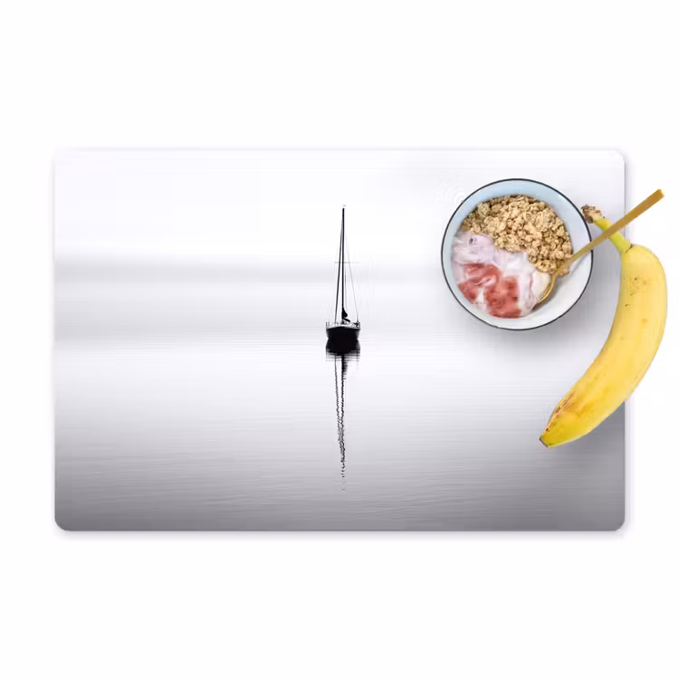Placemat - 6 stuks - Zeilboot - Zwart - Water - Silhouet — 1