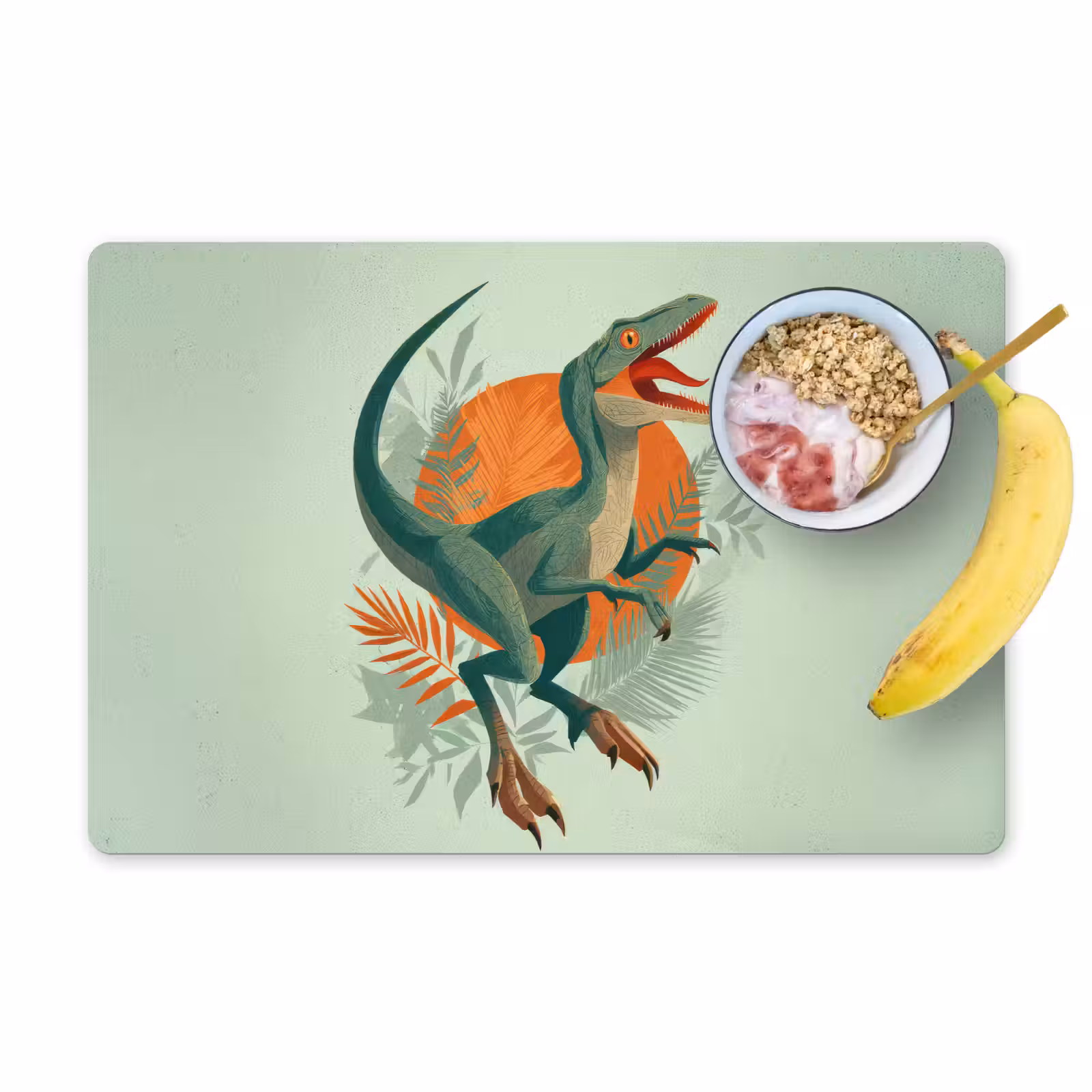 Placemat - 6 stuks - Dino - Bladeren - Grafisch - Groen — 1