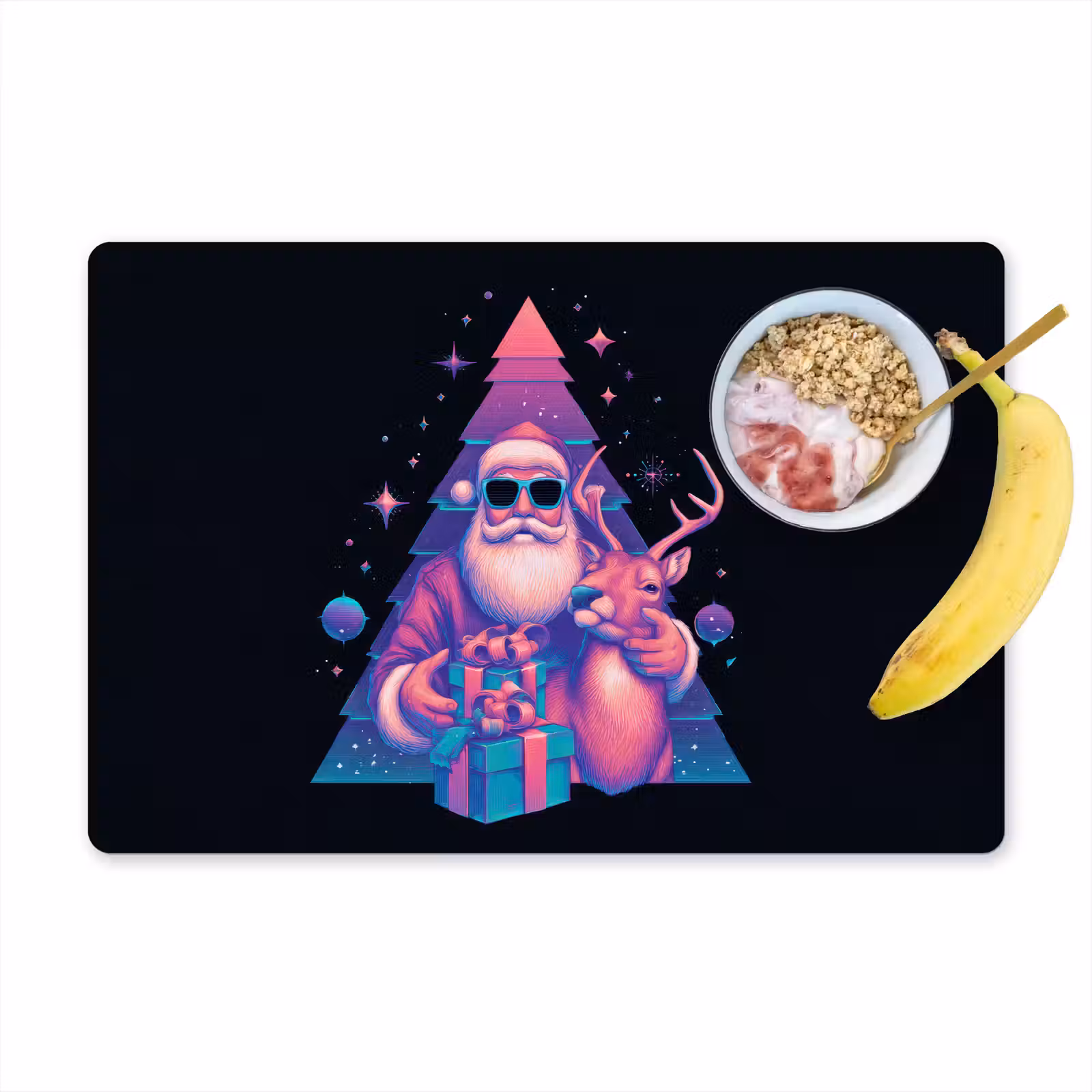 Placemat - 6 stuks - Retro - Kerstman - Rendieren - Kerstboom — 1