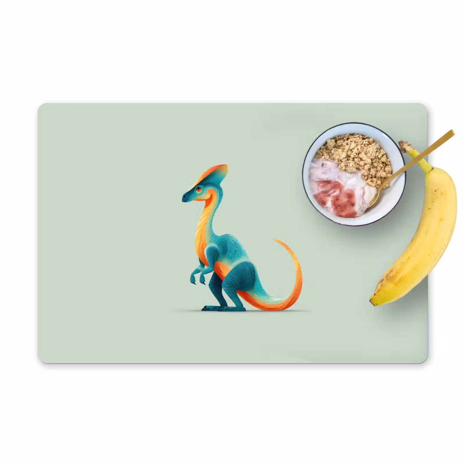 Placemat - 6 stuks - Staart - Dino - Minimalistisch - Blauw — 1
