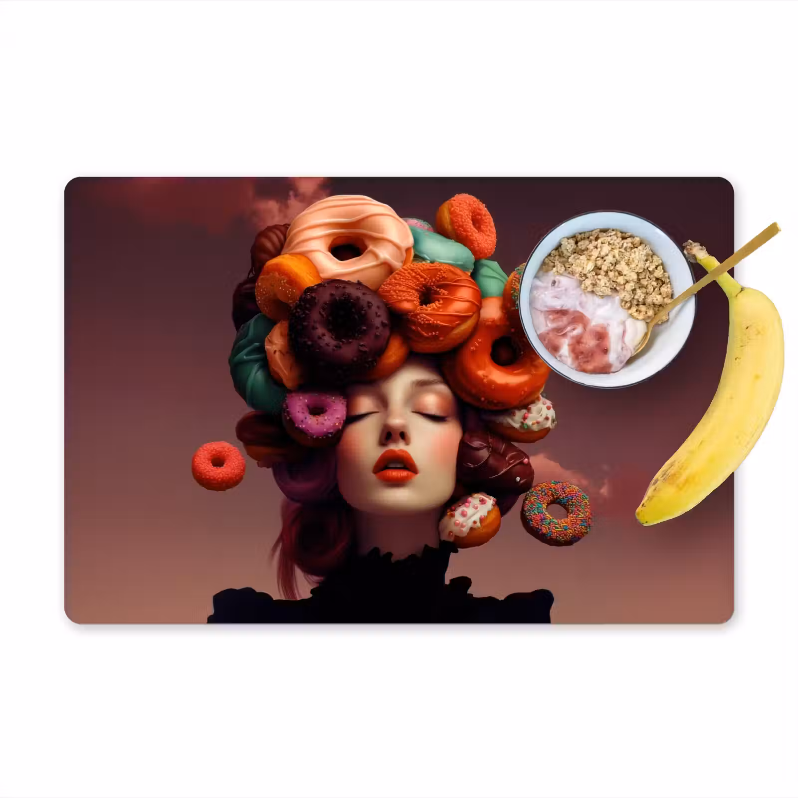 Placemat - 6 stuks - Vrouw - Donuts - Kleurrijk — 1