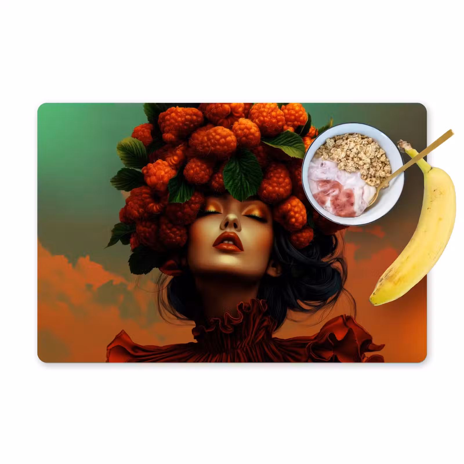 Placemat - 6 stuks - Vrouw - Frambozen - Bladeren — 1