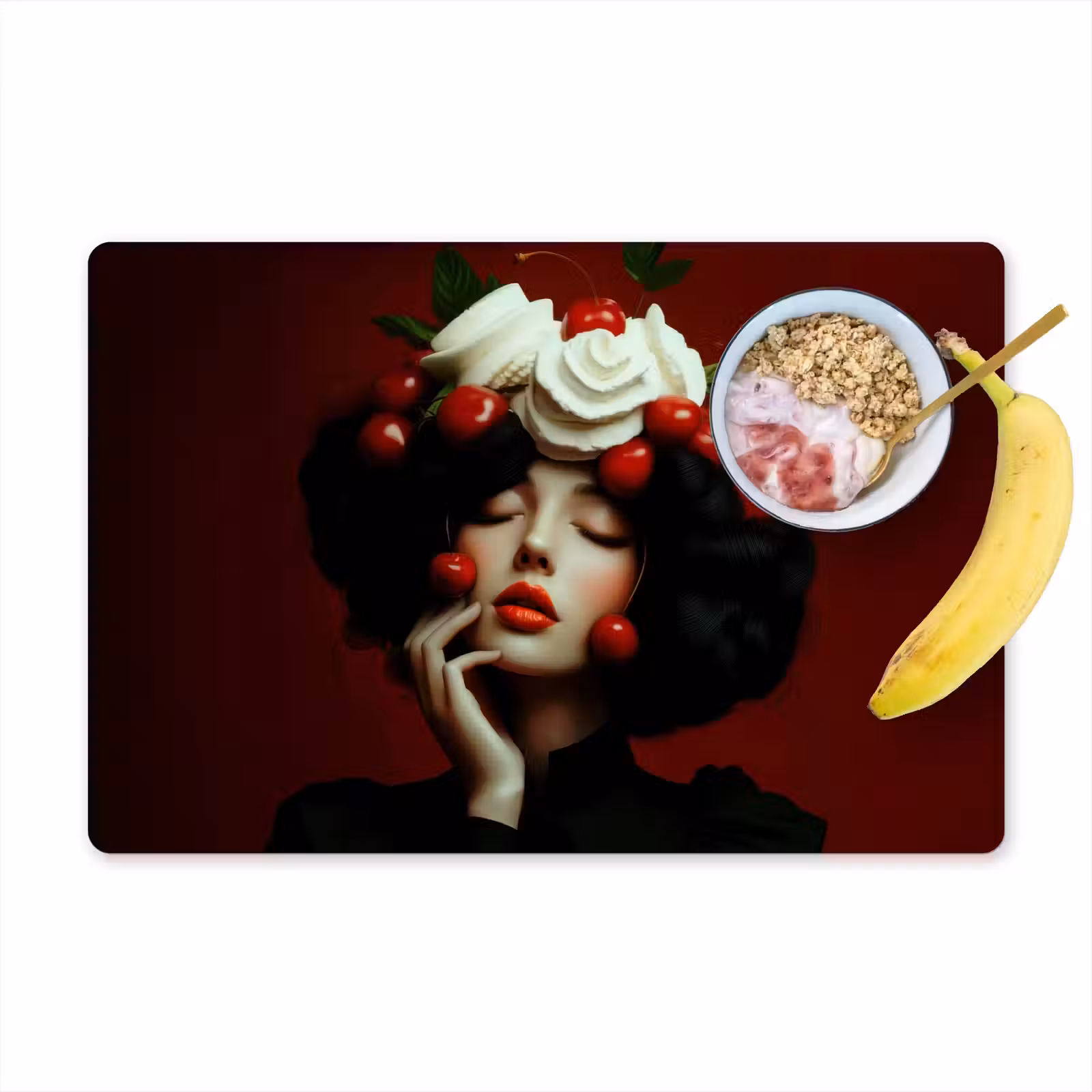 Placemat - 6 stuks - Vrouw - Kersen - Slagroom — 1