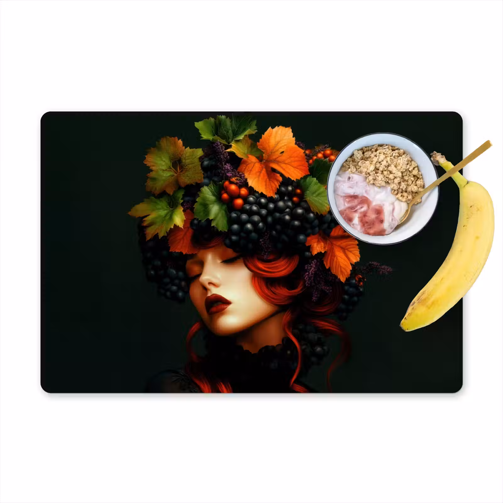 Placemat - 6 stuks - Vrouw - Rood - Groen - Druiven — 1
