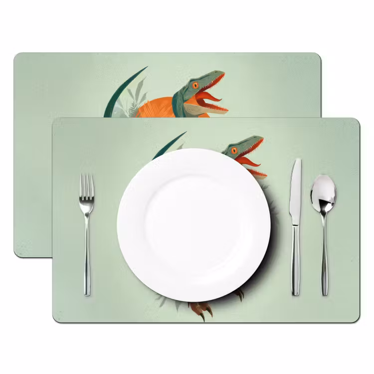 Placemat - 6 stuks - Dino - Bladeren - Grafisch - Groen — 2