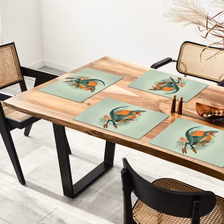 Placemat - 6 stuks - Dino - Bladeren - Grafisch - Groen — 5