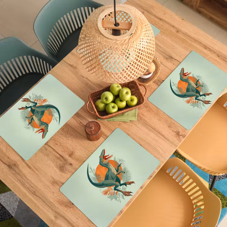 Placemat - 6 stuks - Dino - Bladeren - Grafisch - Groen — 6