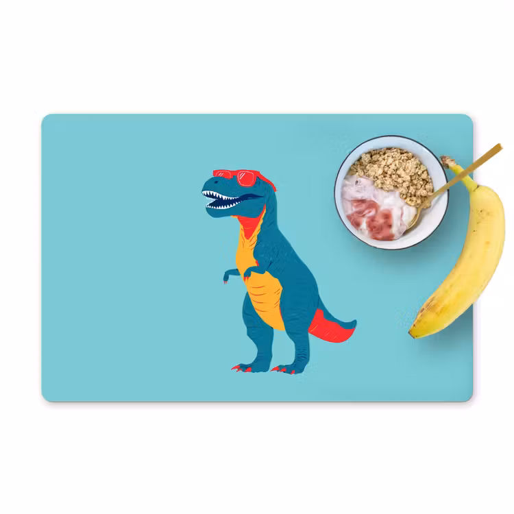 Placemat - 6 stuks - Dinosaurus - Blauw - Zonnebril — 1