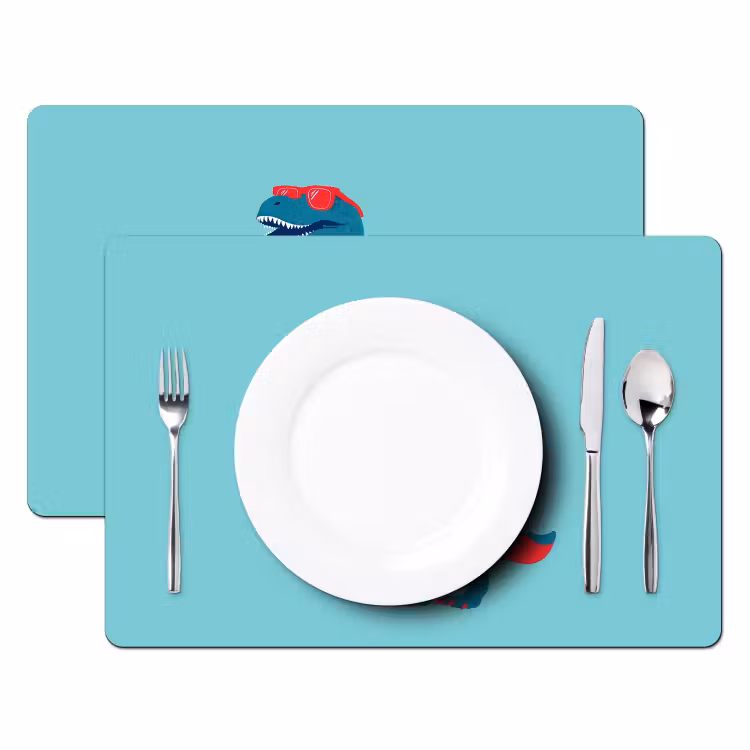 Placemat - 6 stuks - Dinosaurus - Blauw - Zonnebril — 2