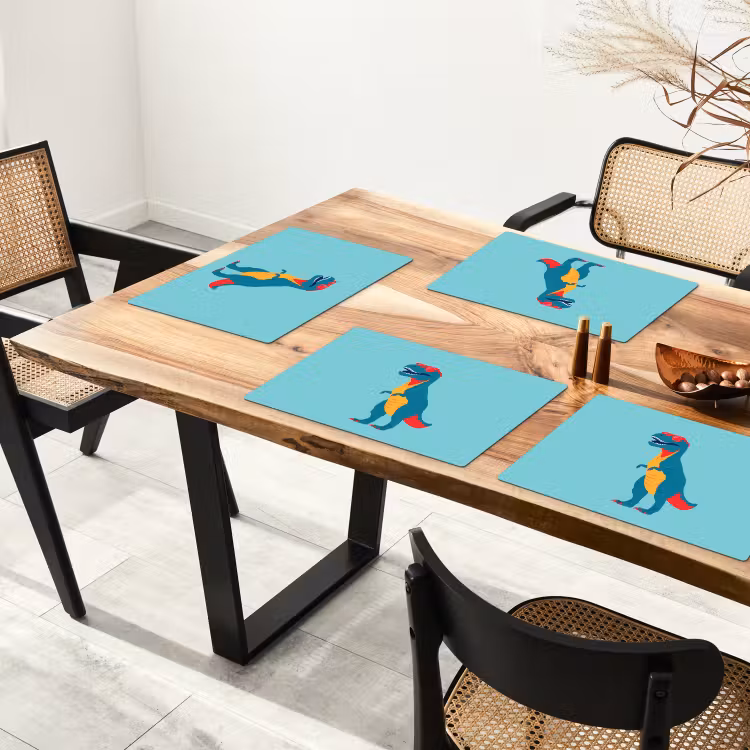 Placemat - 6 stuks - Dinosaurus - Blauw - Zonnebril — 5
