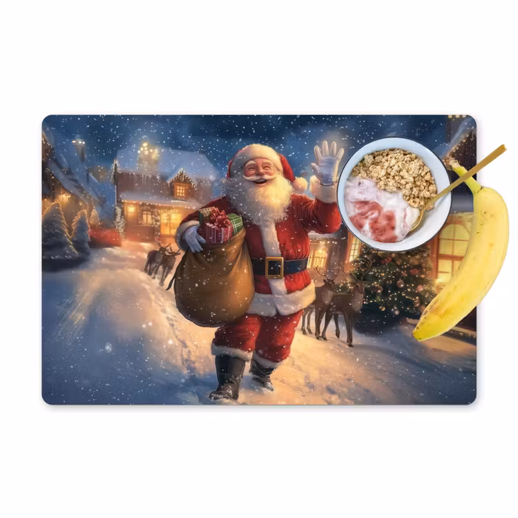 Placemat - 6 stuks - Kerstman - Dorp - Hert - Donker — 1