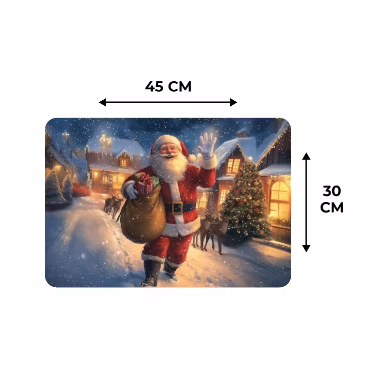Placemat - 6 stuks - Kerstman - Dorp - Hert - Donker — 3