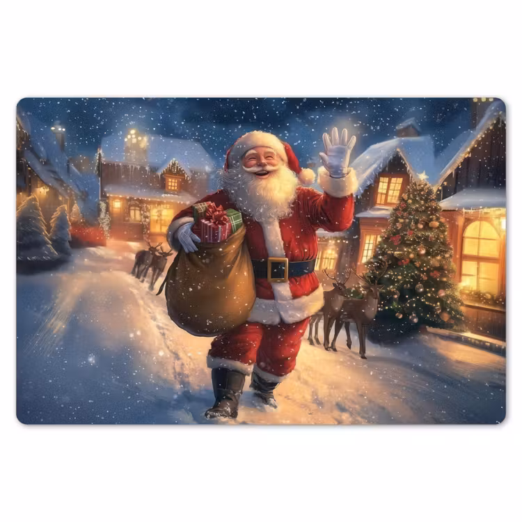 Placemat - 6 stuks - Kerstman - Dorp - Hert - Donker — 7