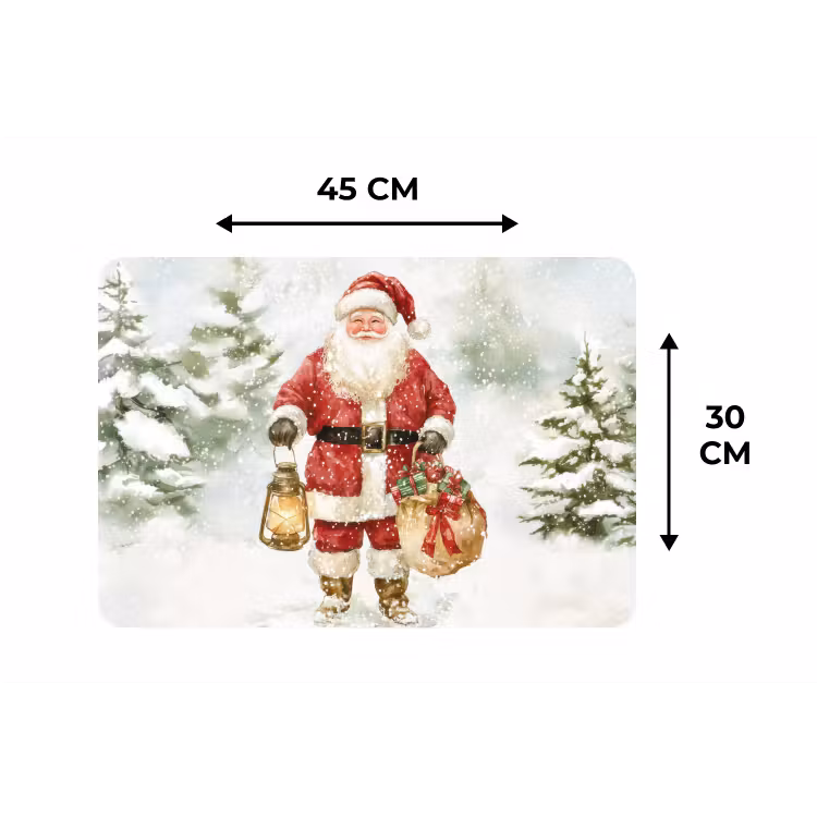 Placemat - 6 stuks - Kerstman- Winter - Sneeuw - Wit - Rood — 3