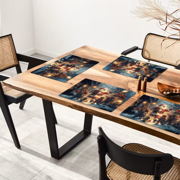 Placemat - 6 stuks - Kerstvreugde - Sneeuw - Kleurrijk — 5