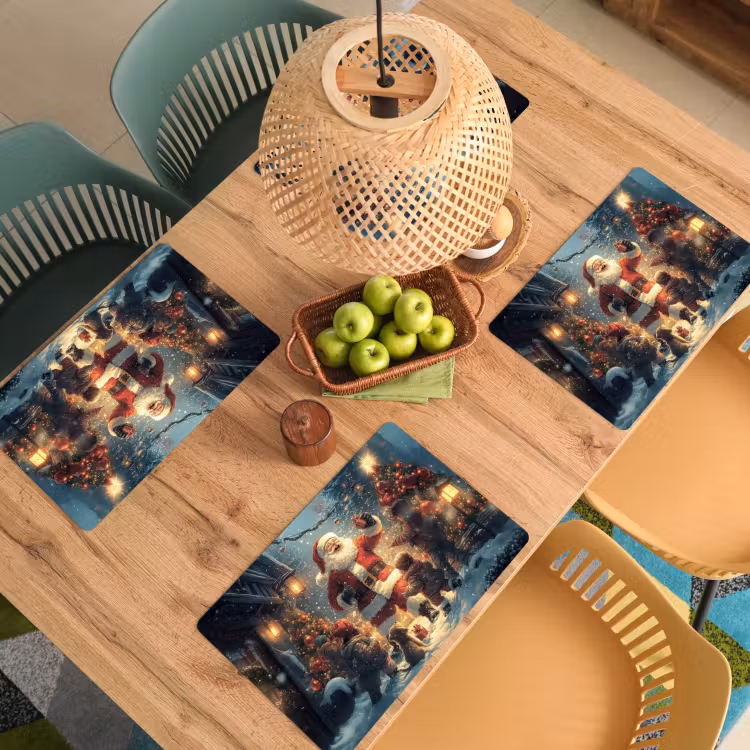 Placemat - 6 stuks - Kerstvreugde - Sneeuw - Kleurrijk — 6