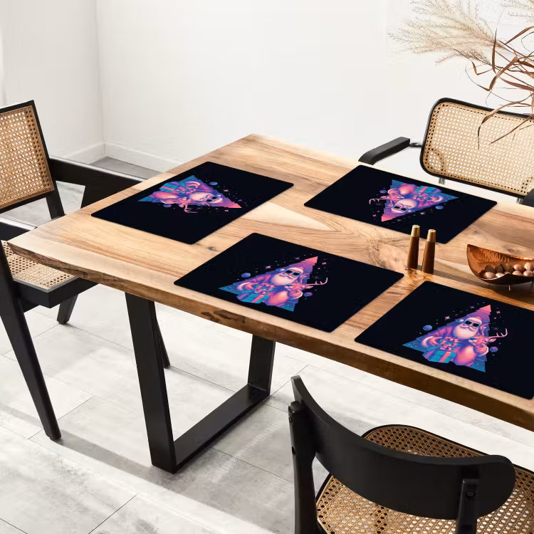 Placemat - 6 stuks - Retro - Kerstman - Rendieren - Kerstboom — 5