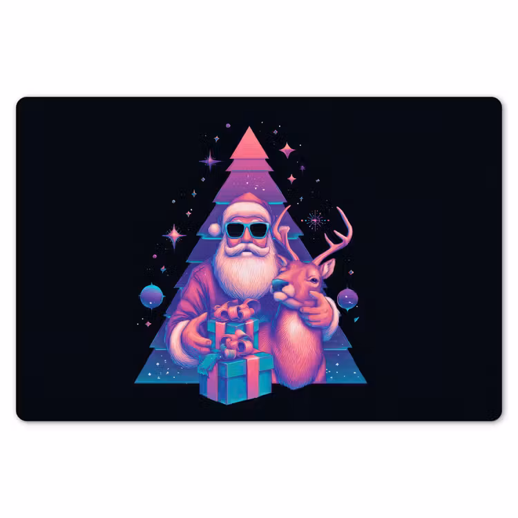 Placemat - 6 stuks - Retro - Kerstman - Rendieren - Kerstboom — 7