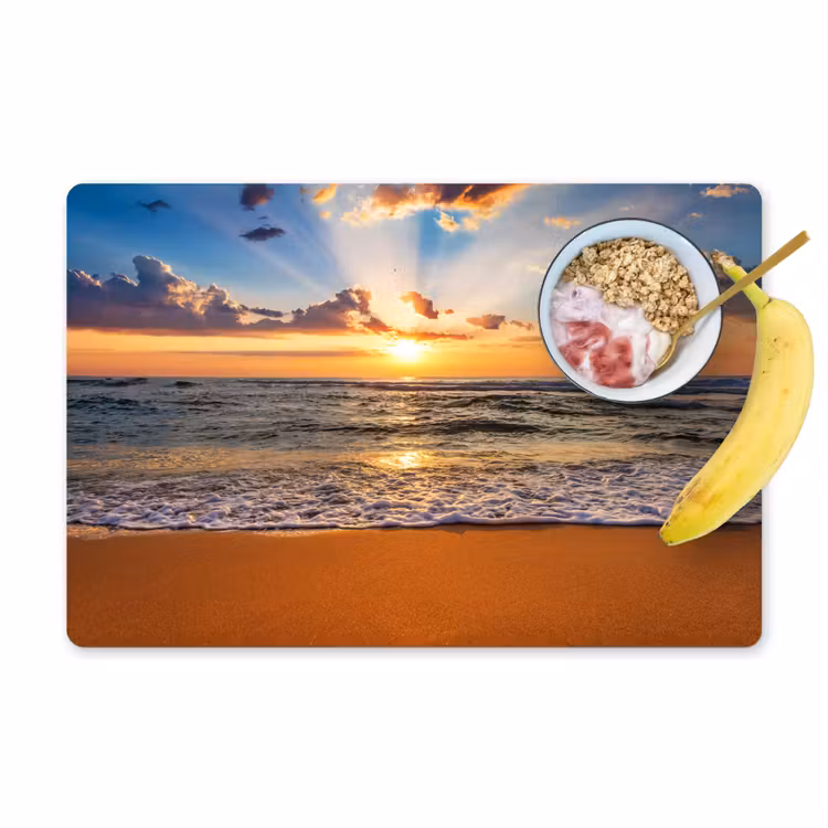 Placemat - 6 stuks - Strand - Zonsondergang - Zee - Wolken - Horizon — 1