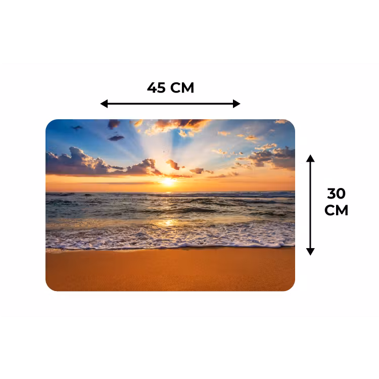 Placemat - 6 stuks - Strand - Zonsondergang - Zee - Wolken - Horizon — 3