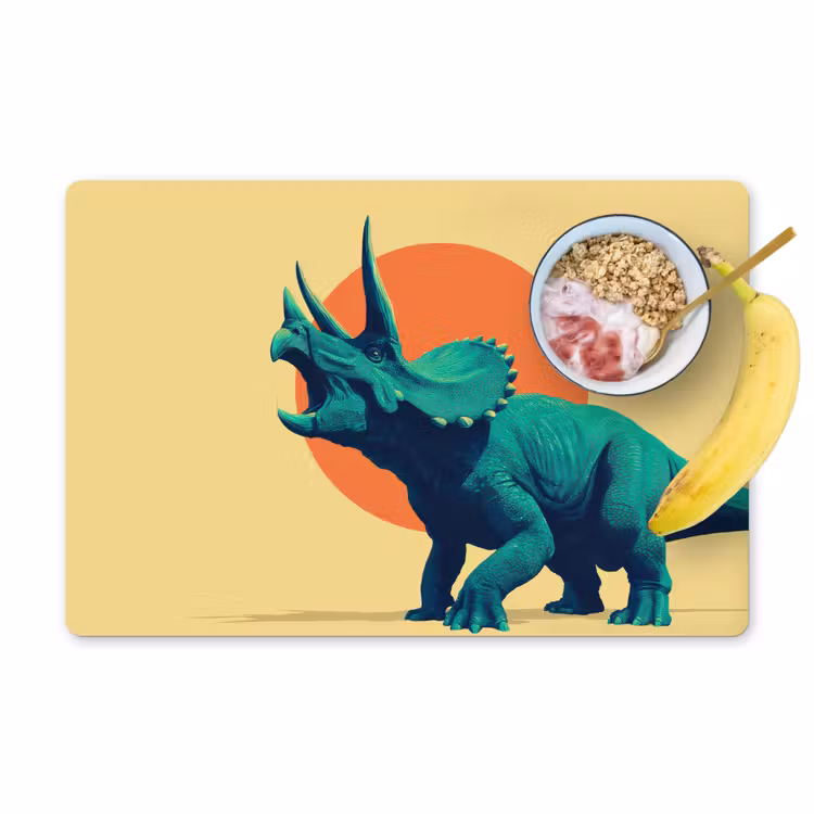 Placemat - 6 stuks - Triceratops - Cirkel - Oranje - Hoorns — 1