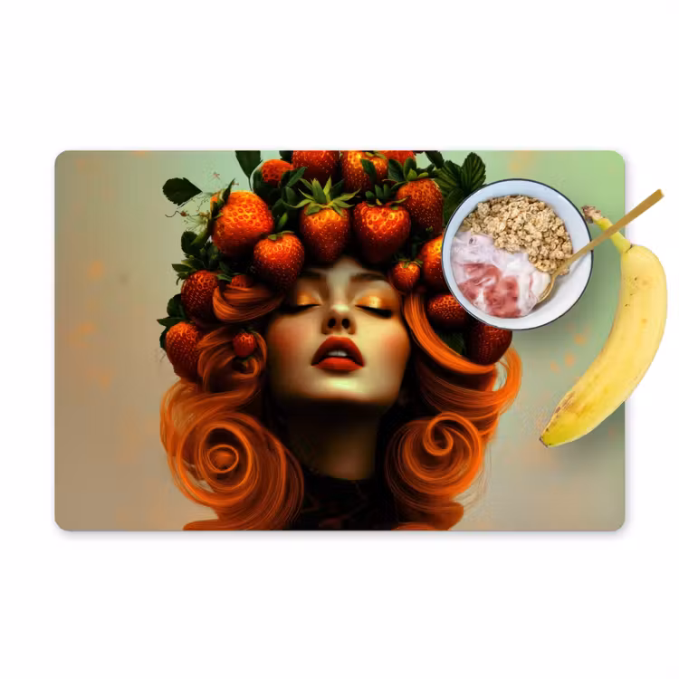 Placemat - 6 stuks - Vrouw - Aardbeien - Kroon — 1