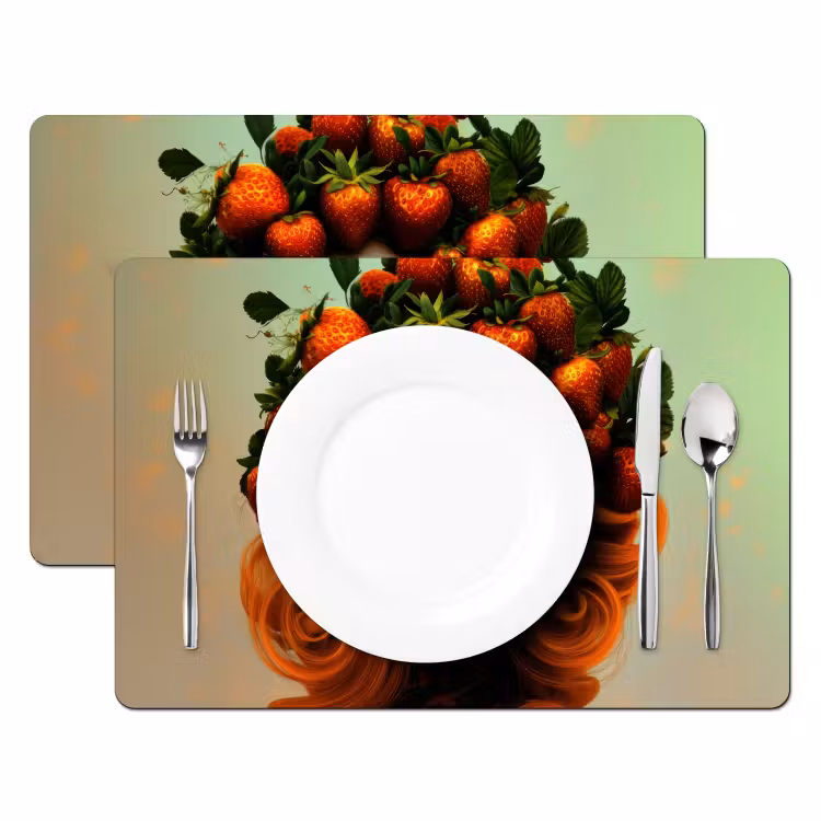 Placemat - 6 stuks - Vrouw - Aardbeien - Kroon — 2