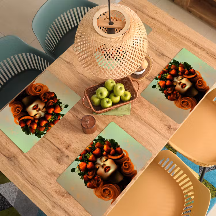 Placemat - 6 stuks - Vrouw - Aardbeien - Kroon — 6