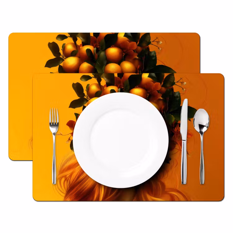 Placemat - 6 stuks - Vrouw - Citroenen - Bloesem - Geel — 2