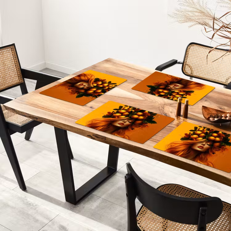 Placemat - 6 stuks - Vrouw - Citroenen - Bloesem - Geel — 5
