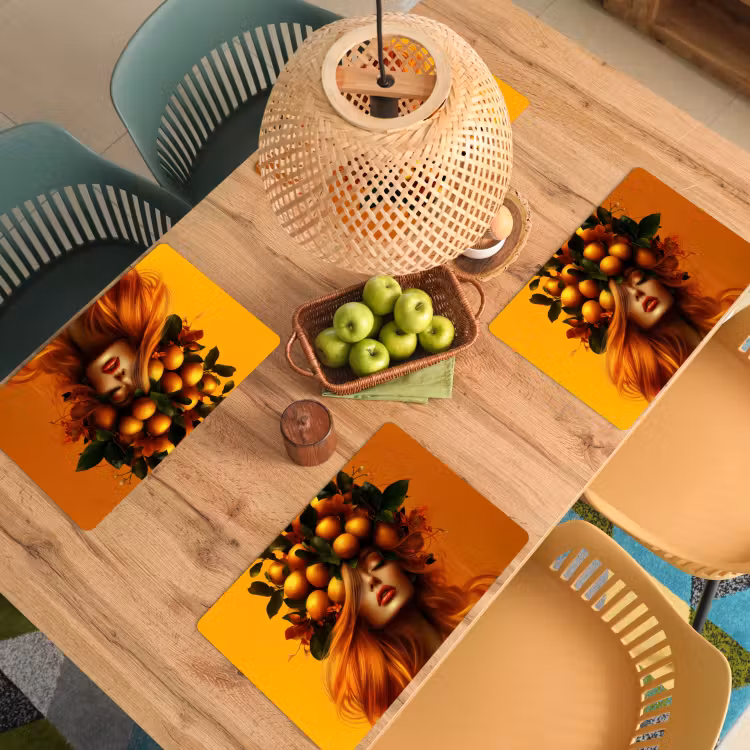 Placemat - 6 stuks - Vrouw - Citroenen - Bloesem - Geel — 6