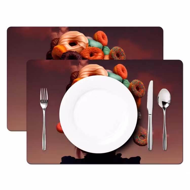 Placemat - 6 stuks - Vrouw - Donuts - Kleurrijk — 2