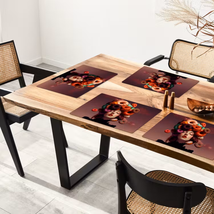 Placemat - 6 stuks - Vrouw - Donuts - Kleurrijk — 5