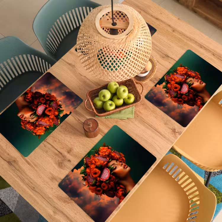 Placemat - 6 stuks - Vrouw - Drankenfruit - Rozen — 6