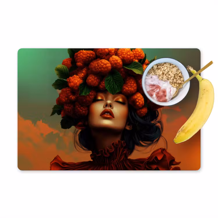 Placemat - 6 stuks - Vrouw - Frambozen - Bladeren — 1