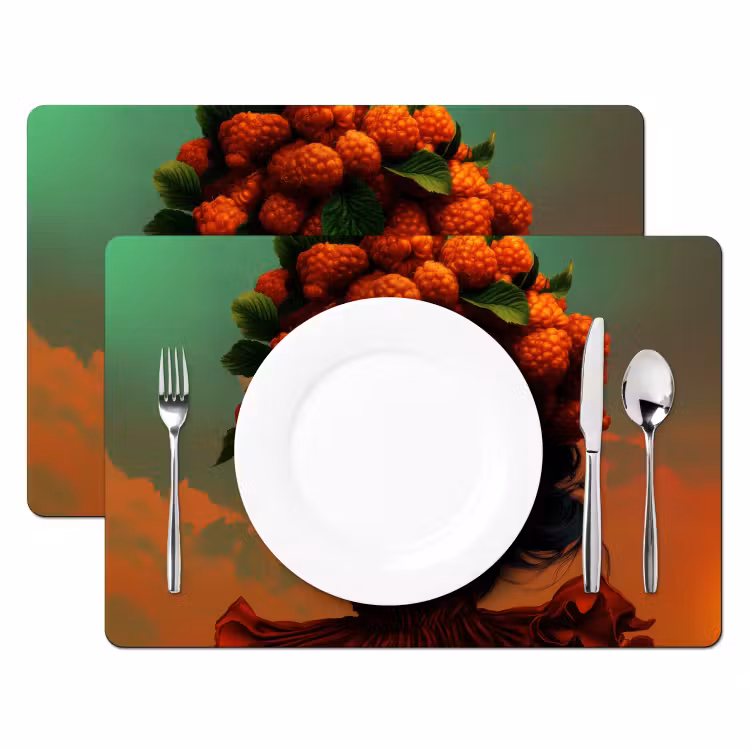 Placemat - 6 stuks - Vrouw - Frambozen - Bladeren — 2