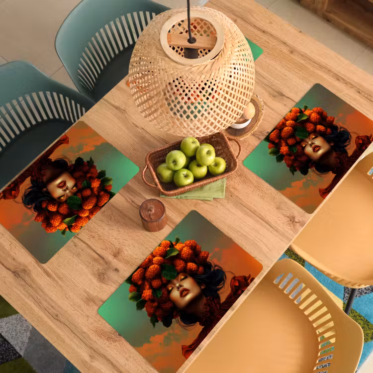 Placemat - 6 stuks - Vrouw - Frambozen - Bladeren — 6